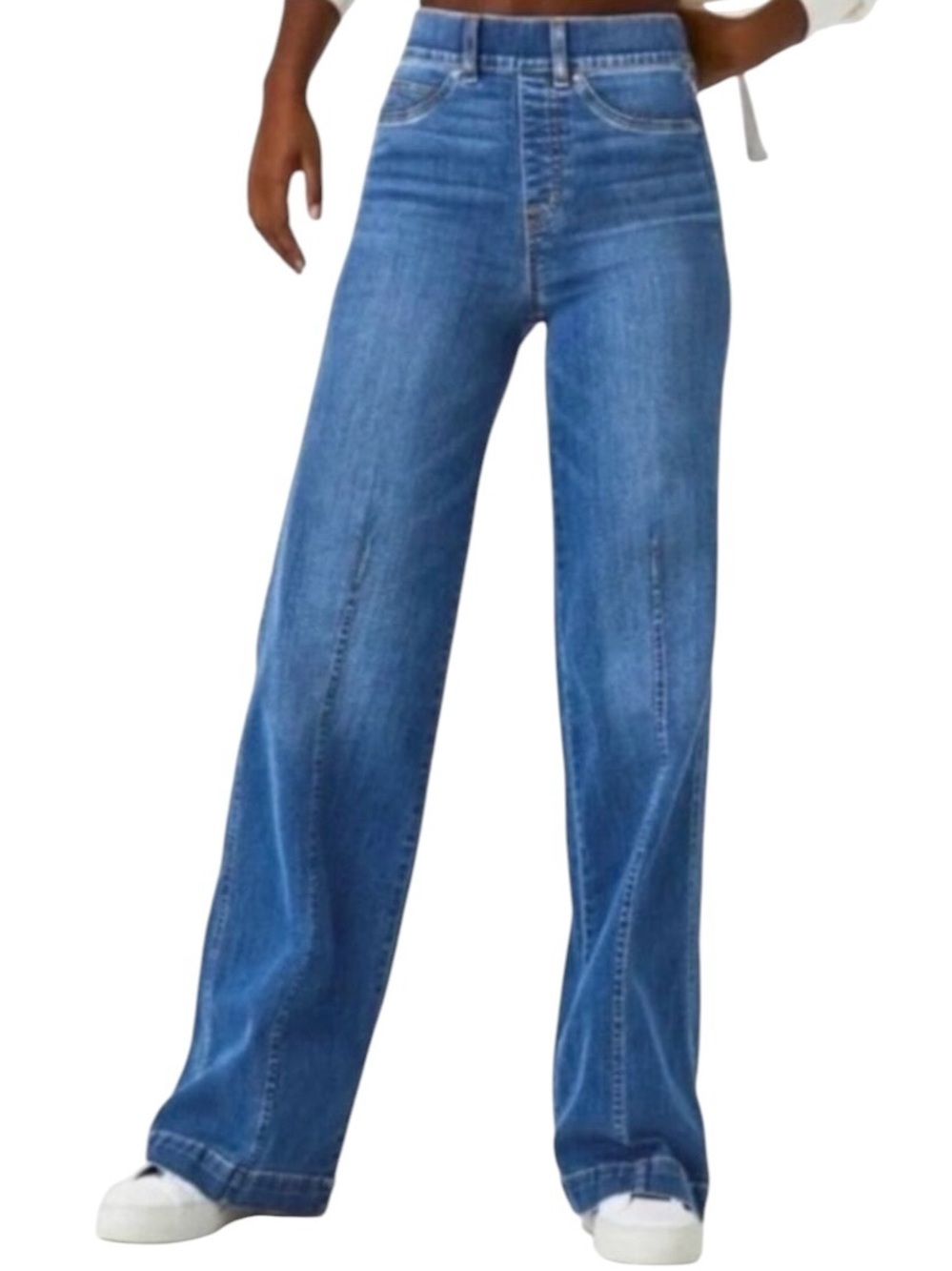 SPANX Seamed Front Wide Leg Jeans Vintage Indigo Women’s Size Medium Petite